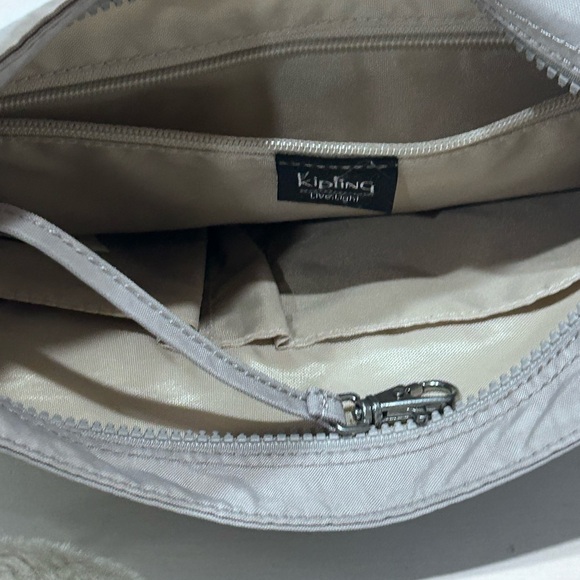 Kipling Angie Crossbody Bag Grey Lightweight Nylon Travel Purse Multi-Pocket - Picture 6 of 15